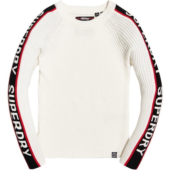 Superdry White Cotton Creck Sweater - Picture 1 of 6